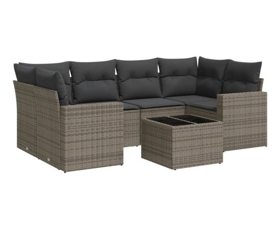 vidaXL 7-częściowy zestaw wypoczynkowy do ogrodu, z poduszkami, szary Dārza mēbeļu komplekti