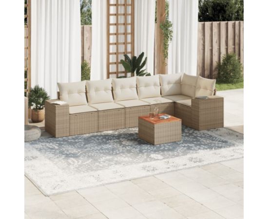 vidaXL 7-częściowy zestaw wypoczynkowy do ogrodu, z poduszkami, beżowy Dārza mēbeļu komplekti