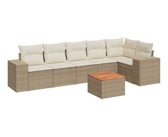 vidaXL 7-częściowy zestaw wypoczynkowy do ogrodu, z poduszkami, beżowy Dārza mēbeļu komplekti