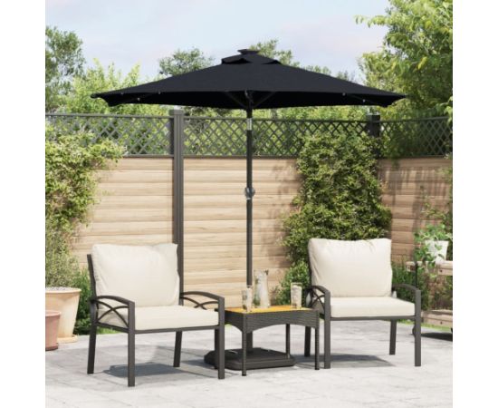 vidaXL vidaXL Parasol ogrodowy LED, stalowy słupek, czarny, 225x225x212 cm Новинки Для дома и сада 