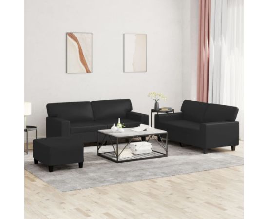 vidaXL 3-cz. komplet wypoczynkowy, czarny, obity sztuczną skórą Новинки Для дома и сада 