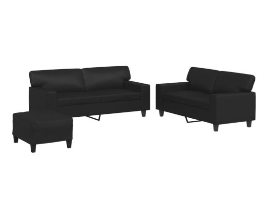 vidaXL 3-cz. komplet wypoczynkowy, czarny, obity sztuczną skórą Новинки Для дома и сада 