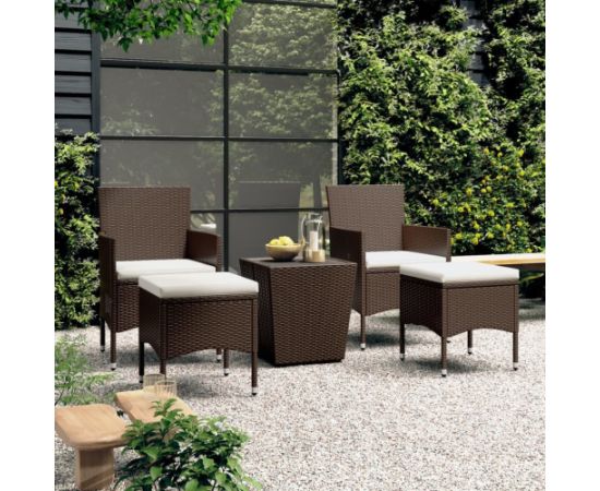 vidaXL vidaXL 5-cz. zestaw bistro do ogrodu, rattan PE, szkło hartowane, brąz Dārza mēbeļu komplekti