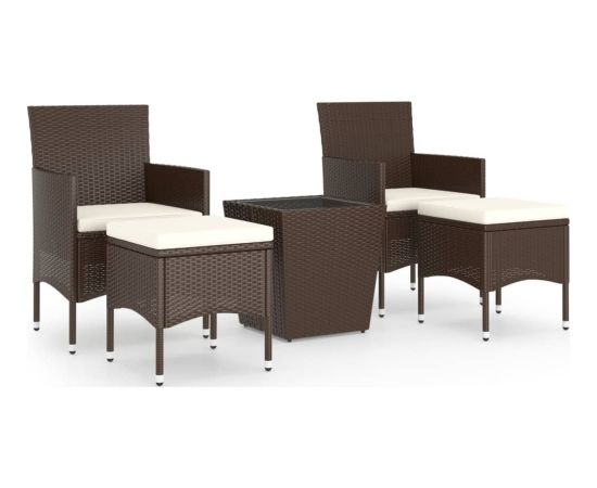 vidaXL vidaXL 5-cz. zestaw bistro do ogrodu, rattan PE, szkło hartowane, brąz Dārza mēbeļu komplekti