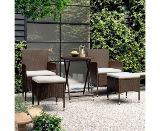 vidaXL vidaXL 5-cz. zestaw bistro do ogrodu, rattan PE, szkło hartowane, brąz Dārza mēbeļu komplekti