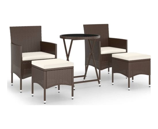 vidaXL vidaXL 5-cz. zestaw bistro do ogrodu, rattan PE, szkło hartowane, brąz Dārza mēbeļu komplekti