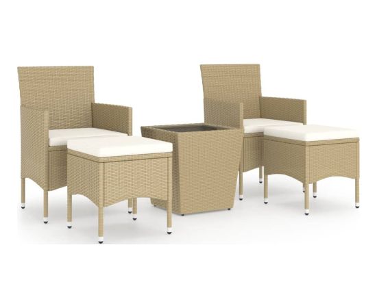 vidaXL vidaXL 5-cz. zestaw bistro do ogrodu, rattan PE, szkło hartowane, beż Dārza mēbeļu komplekti