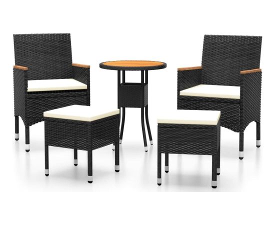 vidaXL vidaXL 5-częściowy zestaw wypoczynkowy do ogrodu, polirattan, czarny Dārza mēbeļu komplekti