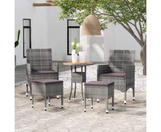 vidaXL vidaXL 5-cz. zestaw wypoczynkowy do ogrodu, polirattan, szary Dārza mēbeļu komplekti