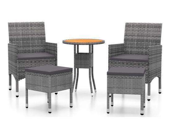 vidaXL vidaXL 5-cz. zestaw wypoczynkowy do ogrodu, polirattan, szary Dārza mēbeļu komplekti