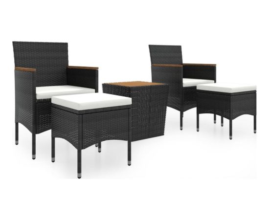 vidaXL vidaXL 5-cz. zestaw mebli bistro do ogrodu, rattan PE i akacja, czarny Dārza mēbeļu komplekti