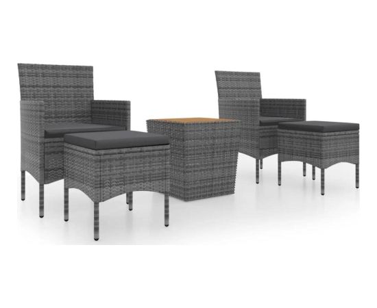 vidaXL vidaXL 5-cz. zestaw mebli bistro do ogrodu, polirattan i akacja, szary Dārza mēbeļu komplekti