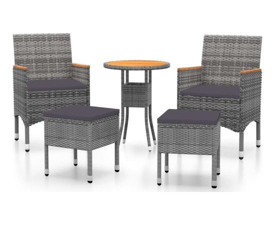 vidaXL vidaXL 5-cz. zestaw wypoczynkowy do ogrodu, polirattan, szary Dārza mēbeļu komplekti