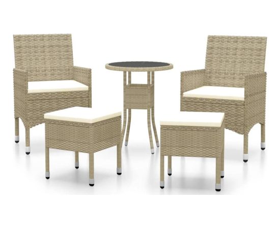 vidaXL vidaXL 5-cz. zestaw wypoczynkowy do ogrodu, polirattan, beżowy Dārza mēbeļu komplekti