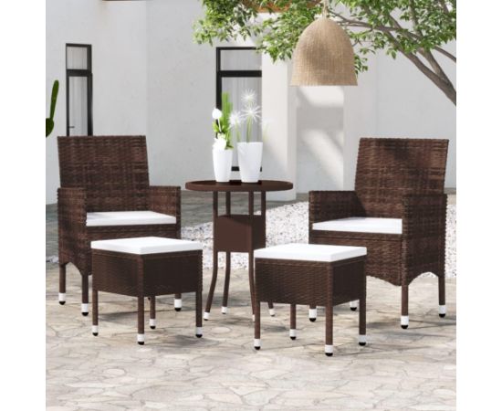 vidaXL vidaXL 5-cz. zestaw wypoczynkowy do ogrodu, polirattan, brązowy Dārza mēbeļu komplekti