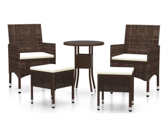 vidaXL vidaXL 5-cz. zestaw wypoczynkowy do ogrodu, polirattan, brązowy Dārza mēbeļu komplekti