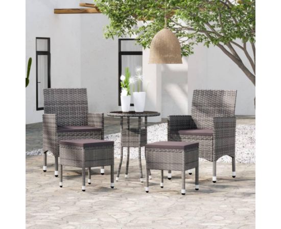 vidaXL vidaXL 5-cz. zestaw wypoczynkowy do ogrodu, polirattan, szary Dārza mēbeļu komplekti