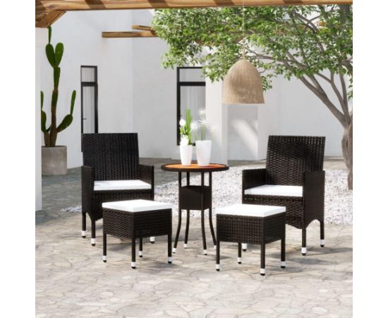 vidaXL vidaXL 5-częściowy zestaw wypoczynkowy do ogrodu, polirattan, czarny Dārza mēbeļu komplekti