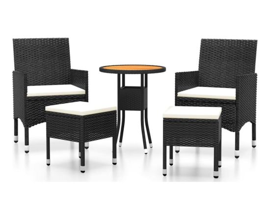 vidaXL vidaXL 5-częściowy zestaw wypoczynkowy do ogrodu, polirattan, czarny Dārza mēbeļu komplekti