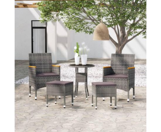 vidaXL vidaXL 5-cz. zestaw wypoczynkowy do ogrodu, polirattan, szary Dārza mēbeļu komplekti