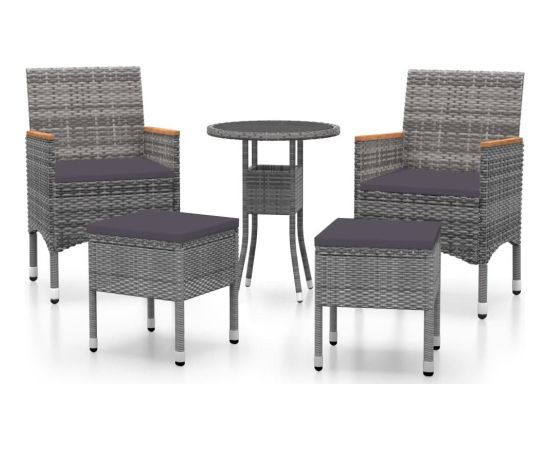 vidaXL vidaXL 5-cz. zestaw wypoczynkowy do ogrodu, polirattan, szary Dārza mēbeļu komplekti