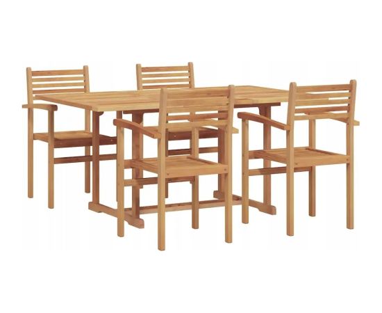 Vidaxl Zestaw do jadalni w ogrodzie 5 pcs Brązowy Lite drewno tekowe Lumarko! Dārza mēbeļu komplekti