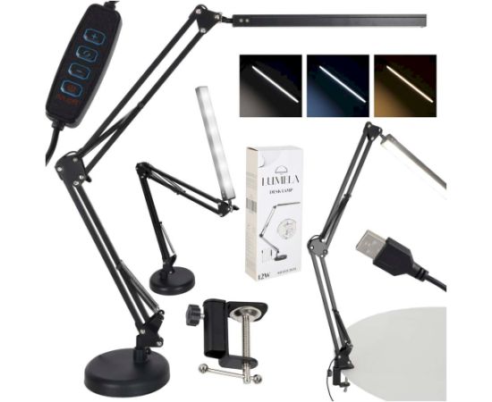 RoGer LED Настольная USB‑Лампа Чёрная Biroja galda lampas