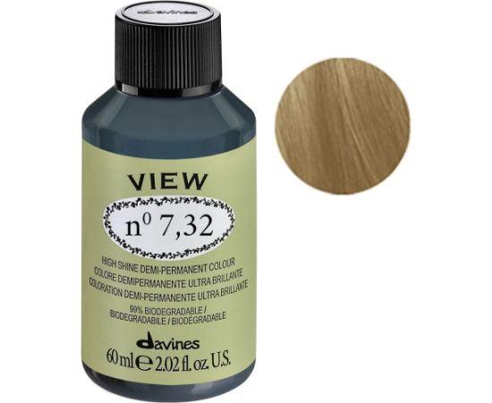 Davines, View, Demi-Permanent Hair Dye, 7.32 , 60 ml Уход за волосами