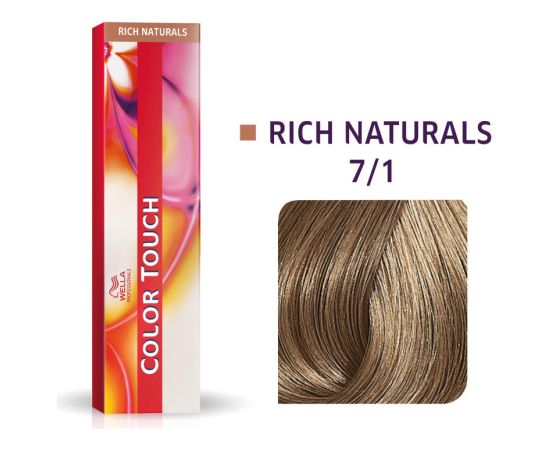 Wella Professionals, Color Touch, Ammonia-Free, Semi-Permanent Hair Dye, 7/1 Medium Ash Blond, 60 ml Matu kopšana