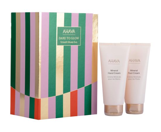 Dare To Glow Set Ahava: Dead Sea Water, Hydration, Hand Cream, 100 ml + Mineral, Nourishing, Foot Cream, 100 ml Dāvanu komplekti