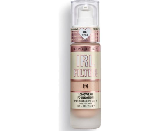 Makeup Revolution, IRL Filter, Oil Free, Long Wear, Cream Foundation, F4, 23 ml Sejas kopšana
