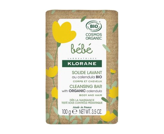 Klorane, Baby, Vegan, Soothes, Soap Bar, For Hair & Body, 100 g Šķidrās ziepes / ziepes