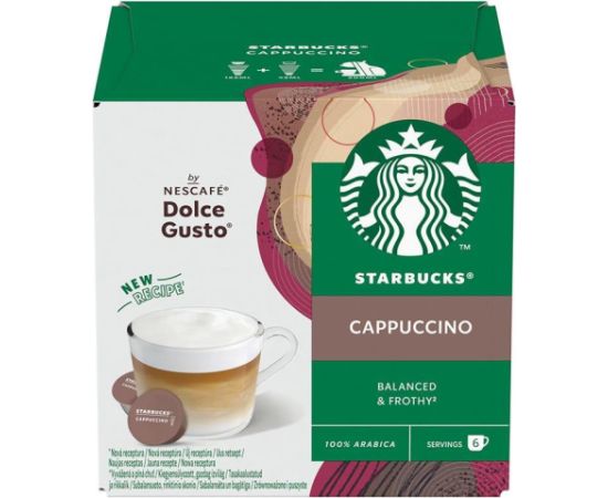 Nescafe Dolce Gusto Starbucks Cappuccino, 6+6 pcs - Coffee capsules Kafijas kapsulas, kafija