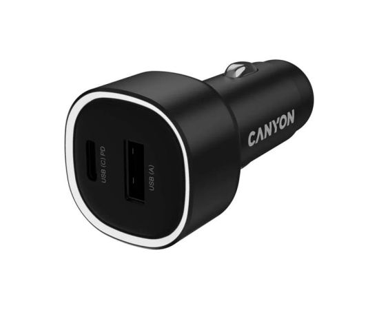 Canyon OnDrive 48, USB-A, USB-C, 48 W, black - Car charger Telefonu lādētāji 12v Automašīnām