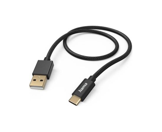 Hama Fabric Charging Cable, USB-A - USB-C, 1,5 m, nylon, black - Cable Дата USB-кабели