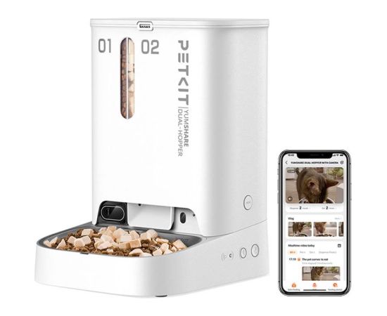 Petkit YumShare Dual-hopper, white - Automatic feeder with camera Viedās iekārtas un piederumi