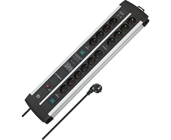 Brennenstuhl Premium-Protect-Line Duo gaming power strip 14-way (black/silver, 120,000 A surge protection, 2x USB-A, 3 meters) Aудио-видео