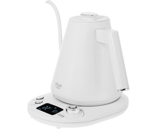 Adler Kettle AD 1349w Electric 1100 W 1 L Stainless Steel 360° rotational base White Tējkannas (elektriskās)