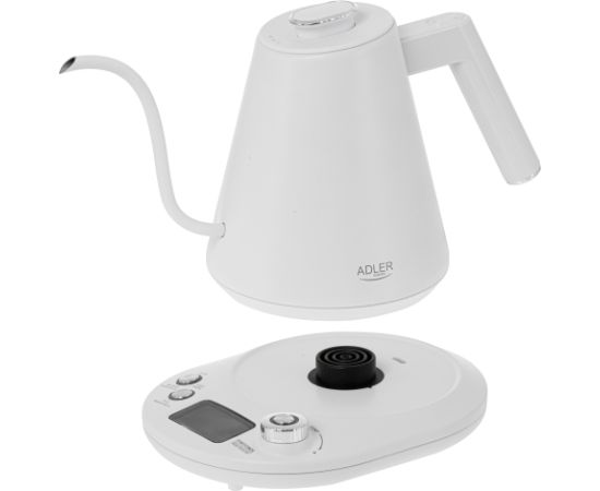 Adler Kettle AD 1349w Electric 1100 W 1 L Stainless Steel 360° rotational base White Tējkannas (elektriskās)