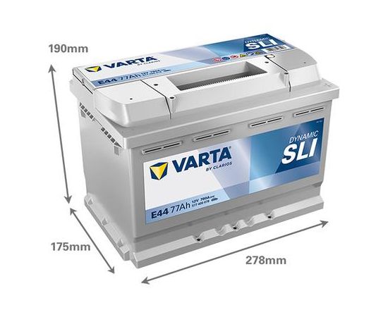 VARTA E44 77Ah 780A 12V Silver SLI 278x175x190 -/+ B13 Akumulators Akumulatori