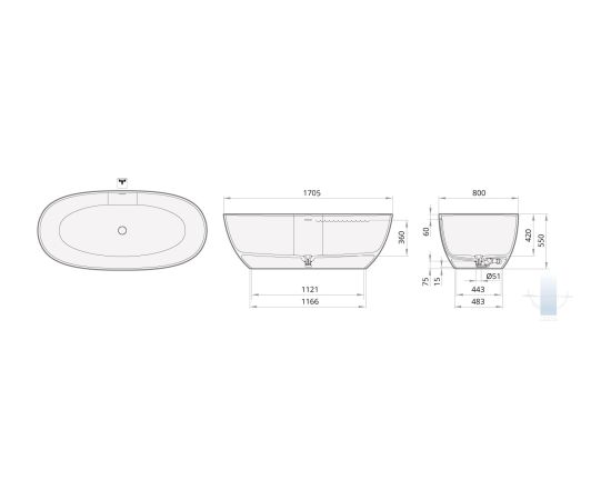 PAA Bella Brīvi Stāvoša Akmens Masas Vanna Krēmkrāsas Из каменной массы