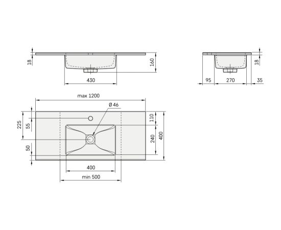 PAA Mini Loto 500-1200 Akmens Masas Vannas Istabas Izlietne Balta Крупная бытовая техника
