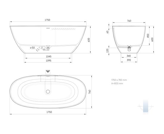PAA Perla 175 Brīvi Stāvoša Akmens Masas Vanna Matēti Krēmkrāsas Jaunumi Sadz. tehnika