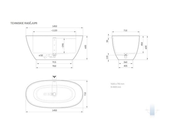 PAA Perla 145 Brīvi Stāvoša Akmens Masas Vanna Matēti Krēmkrāsas Jaunumi Sadz. tehnika