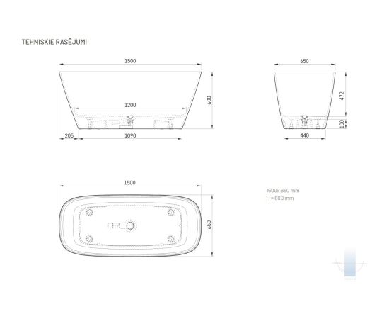 PAA Duna Brīvi Stāvoša Akmens Masas Vanna Bēša Крупная бытовая техника