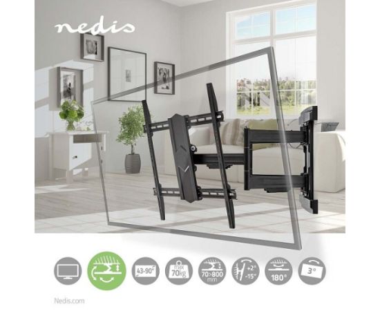Nedis TVWM6570BK Kronšteins priekš LED / LCD / PLASMA TV / 43-90" / Max 70kg TV un monitoru stiprinājumi, kronšteini
