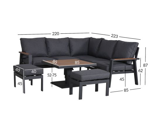 Dārza mēbeļu komplekts PARKER 4-daļīgs, pelēks Jaunumi -Dārzam