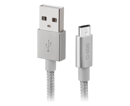 SBS Silver Metal Braided, USB-A - Micro USB, silver - Cable Дата USB-кабели