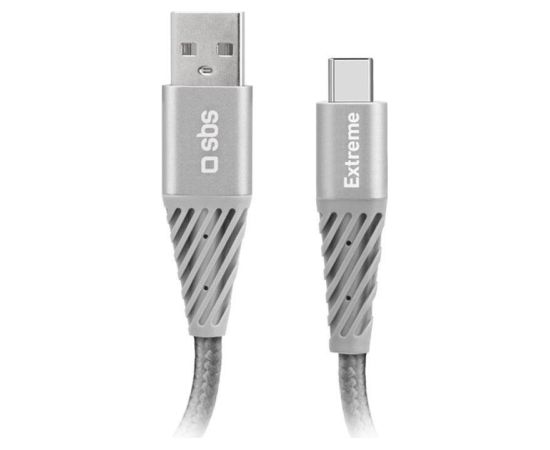 SBS Extreme Charging Cable, USB-A - USB-C, 1,5 m, gray - Cable Data USB kabeļi
