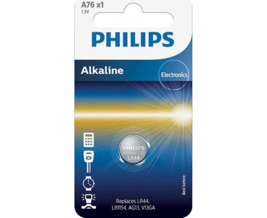 Philips Alkaline, LR44, 1.5V - Battery Батарейки, аккумуляторы